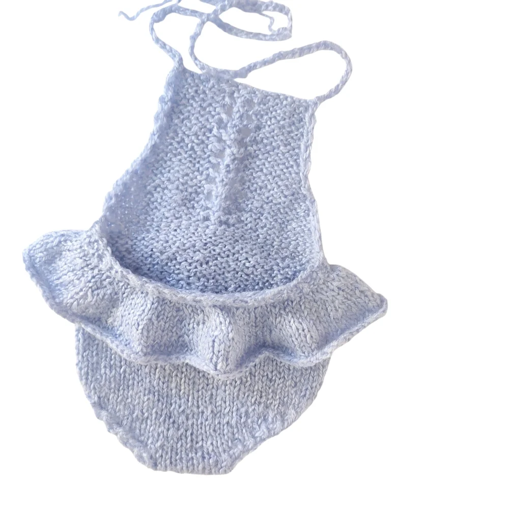 Light Lavender Knitted Newborn Baby Romper Size Newborn